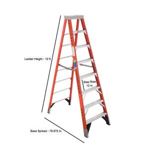 Werner 12 ft. Fiberglass Step Ladder with 375 lb. Load Capacity Type IAA Duty Rating 7412