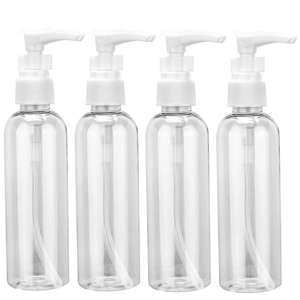 4pcs 100ml Press Pump Cosmetic Bottle Portable Cosmetic Empty Shampoo Bottle Travel Lotion Storage Bottle (transparent White)