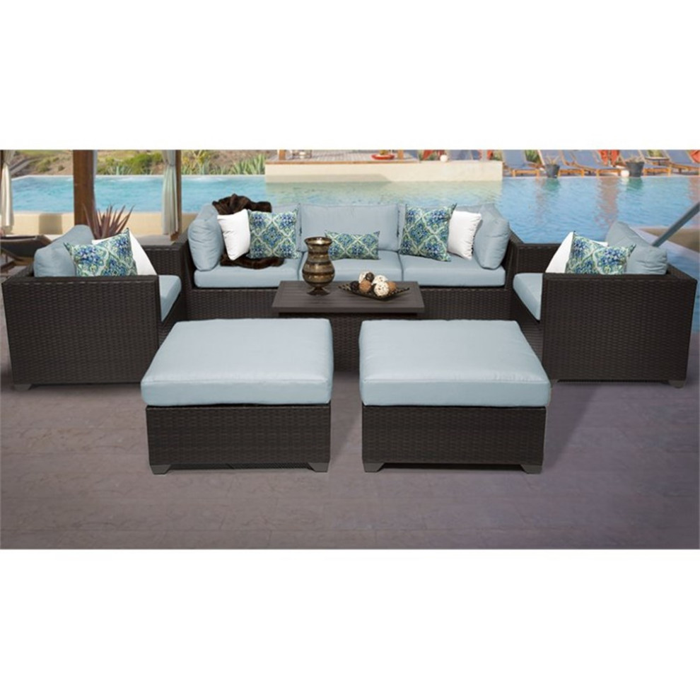 TK Classics Belle 8 Piece Outdoor Wicker Patio Furniture Set 08a in Spa   Outdoor Lounge Sets   by Homesquare  Houzz