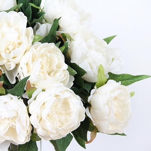 FloralGoods Silk Peony Stem in White 20 Tall