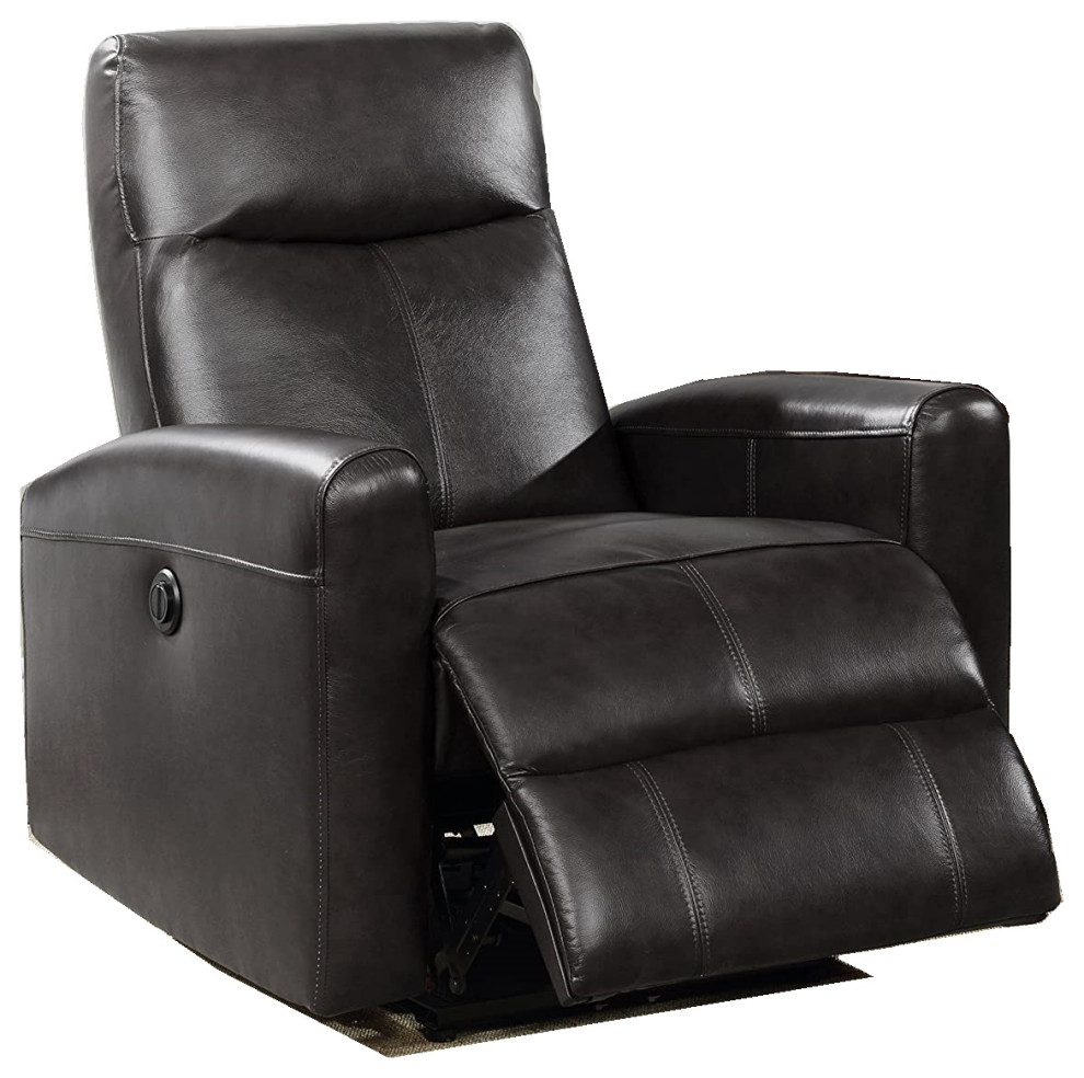 Elegant Power Recliner  Padded Leather Upholstered Seat With Stitching Accent   Transitional   Recliner Chairs   by Declusia  Houzz