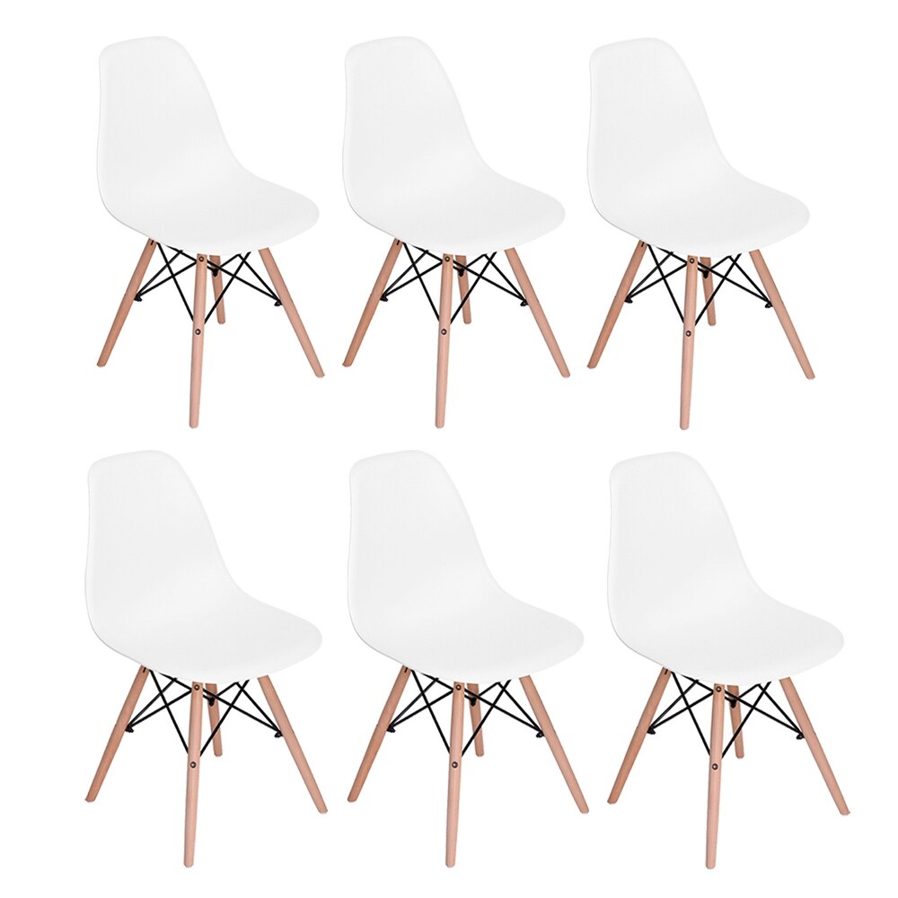 Homylin White PP Backrest Dining Chair（Set of 6）