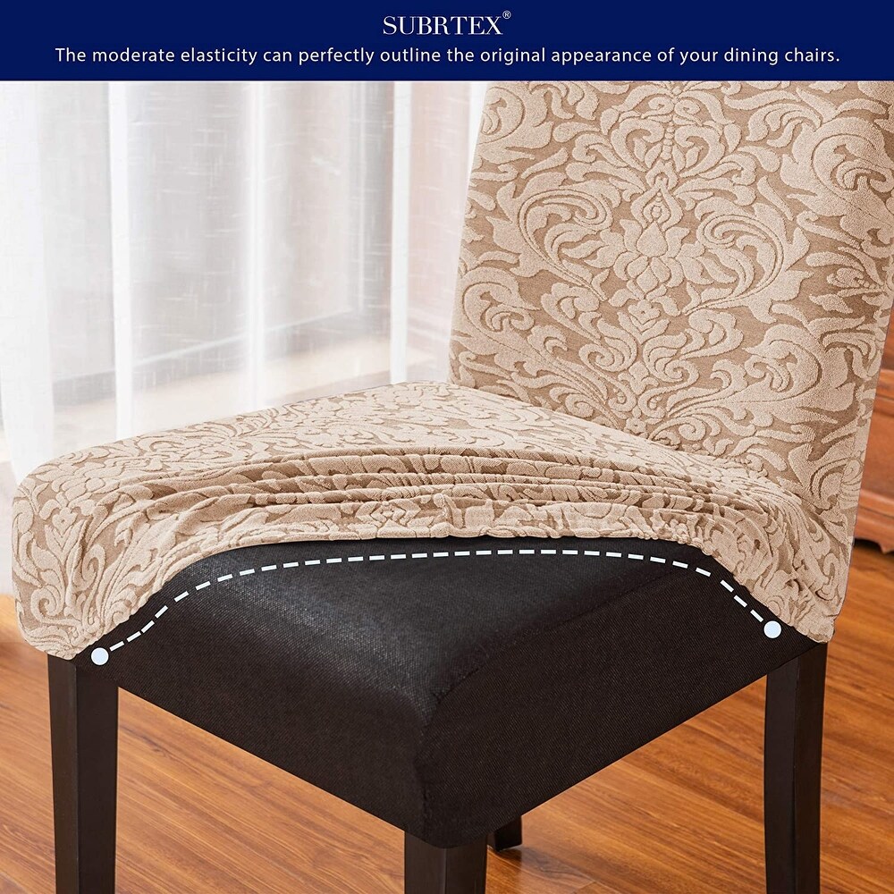 Subrtex Set of 2 Stretch Dining Chair Cover Jacquard Damask Slipcovers