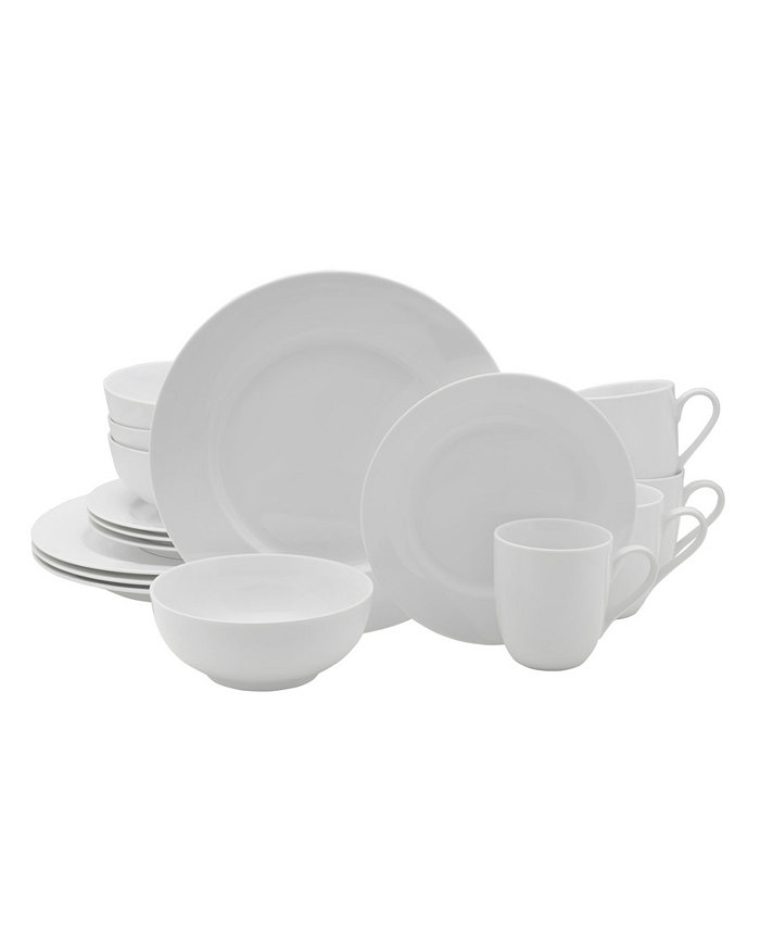 Fitz and Floyd Everyday Whiteware Classic Rim 16 Piece Dinnerware Set Service for 4