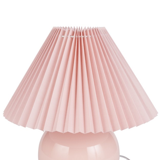 Ceramic Round Accent Lamp With Pleated Shade