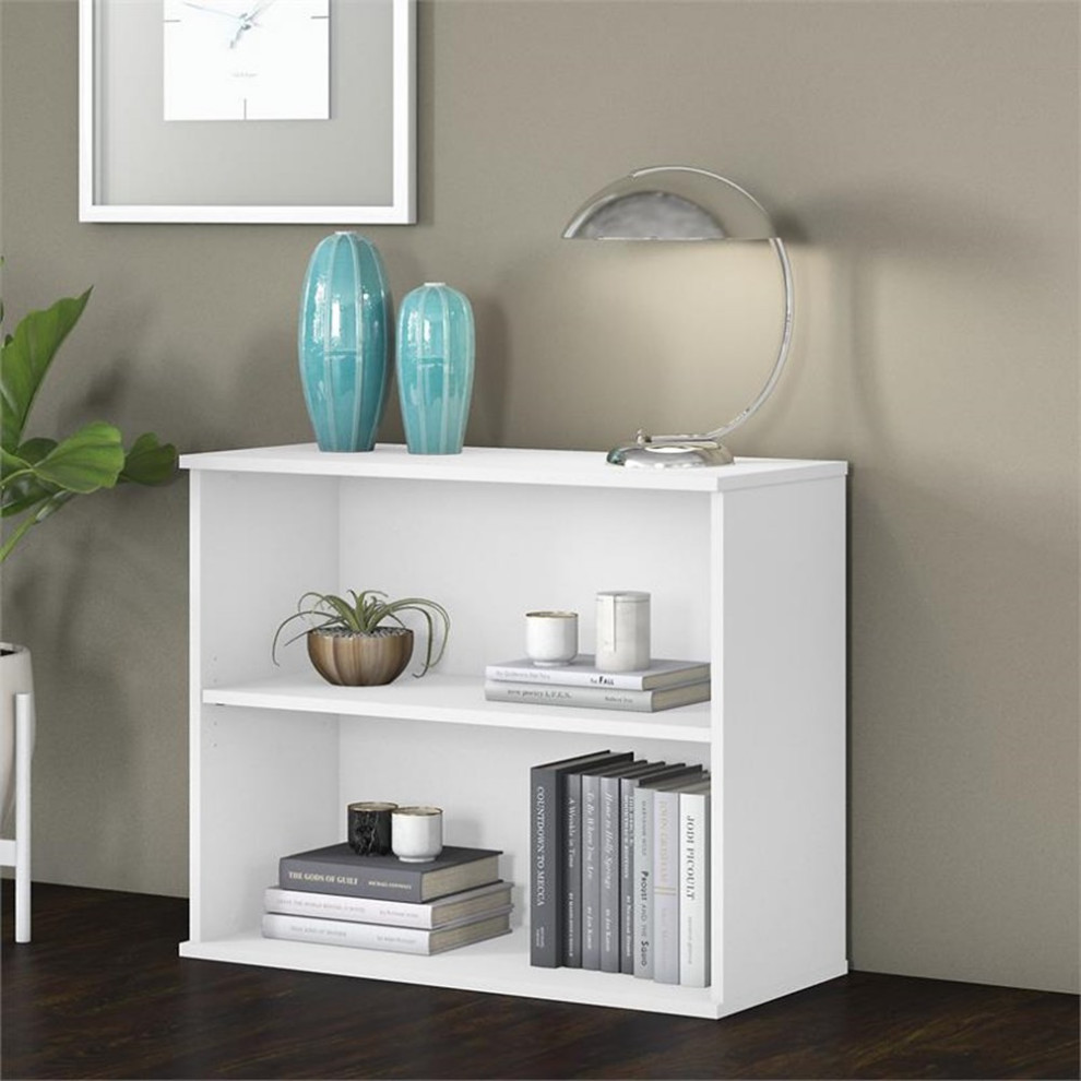 Bush Business Furniture Small 2 Shelf Bookcase in White   Engineered Wood   Bookcases   by Homesquare  Houzz