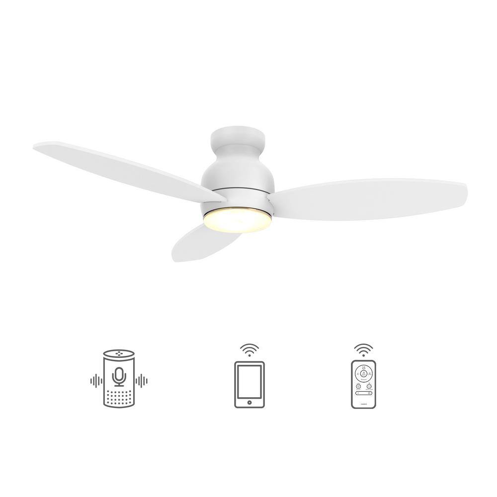 CARRO Trendsetter 52 in. Dimmable LED IndoorOutdoor White Smart Ceiling Fan with Light and Remote Works wAlexaGoogle Home HS523Q-L12-W1-1