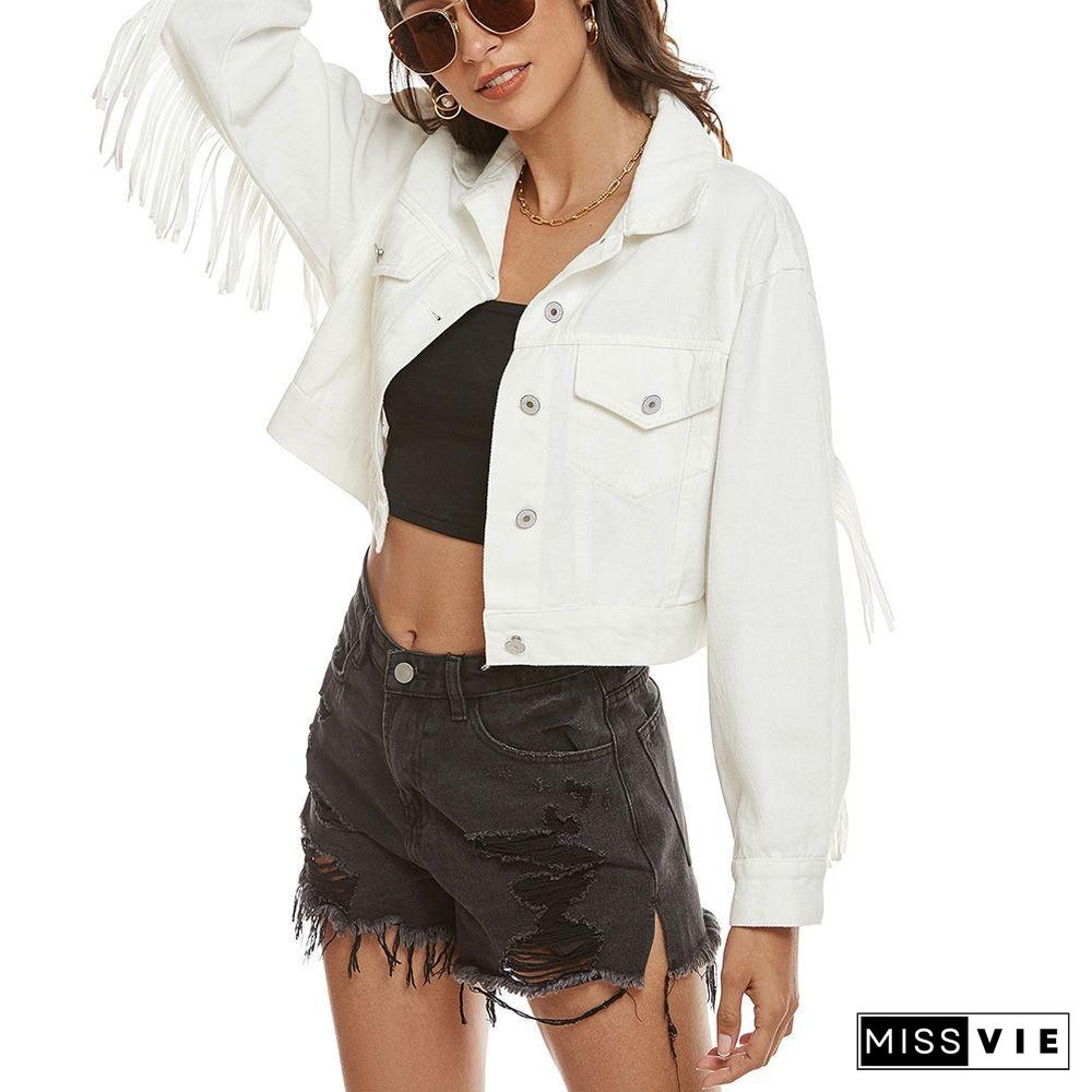 Festival Gypsy Western Fringe Denim Jacket With-Tassels