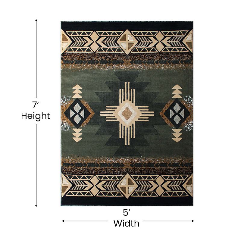 Masada Rugs Masada Rugs 5'x7' Southwest Native American Area Rug - Design C318 Sage Green