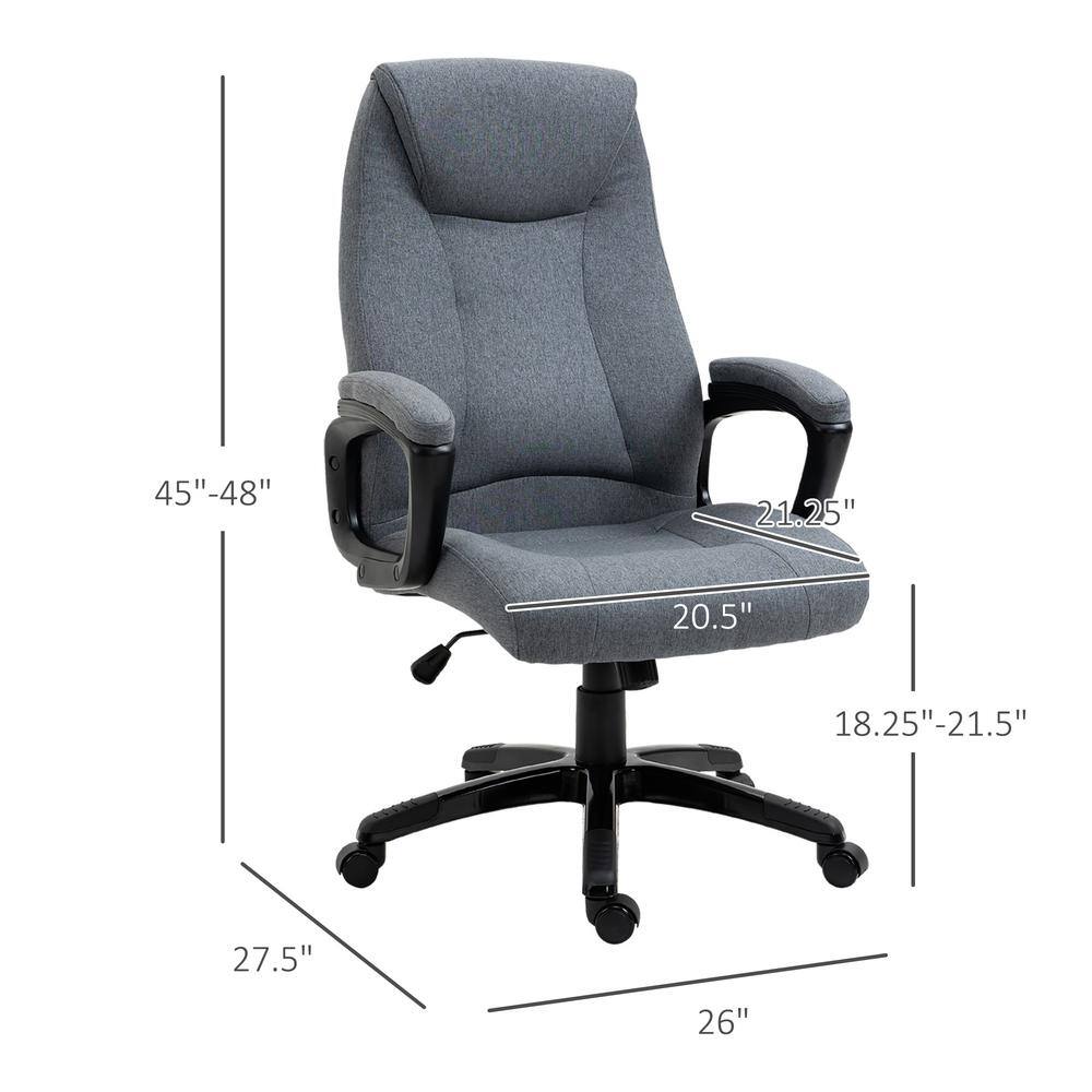 Vinsetto Modern Grey Fabric Computer Chair with Back Support Adjustable Height 921-240