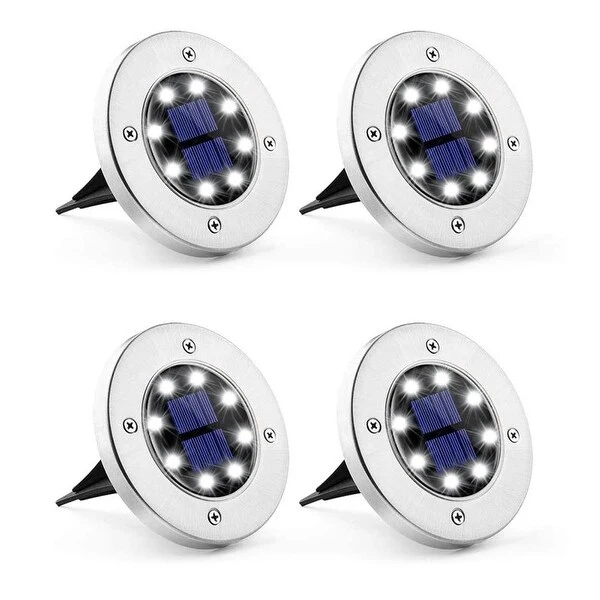 Solar Ground LED Lights In-Ground Disk Garden Lights (12 Pack/4 Pack)