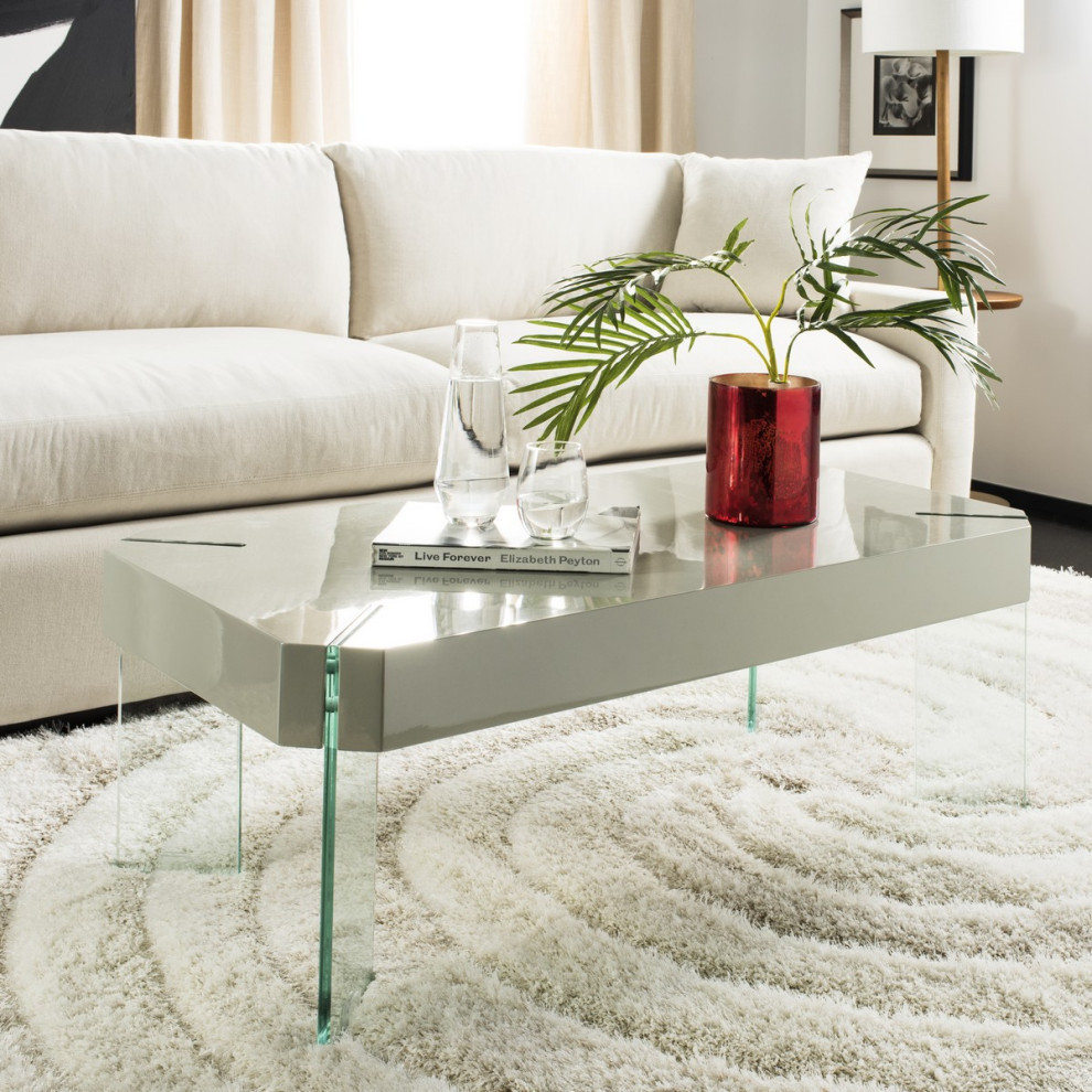 Lynne Rectangular Contemporary Glass Leg Coffee Table  Gray   Contemporary   Coffee Tables   by Rustic Home Furniture Deco  Houzz