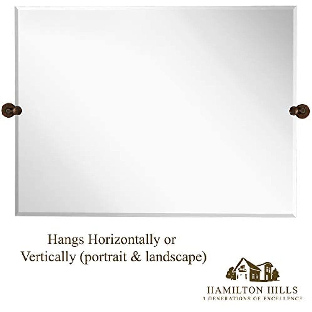 Large Pivot Rectangle Mirror with Oil Rubbed Bronze Wall Anchors  30