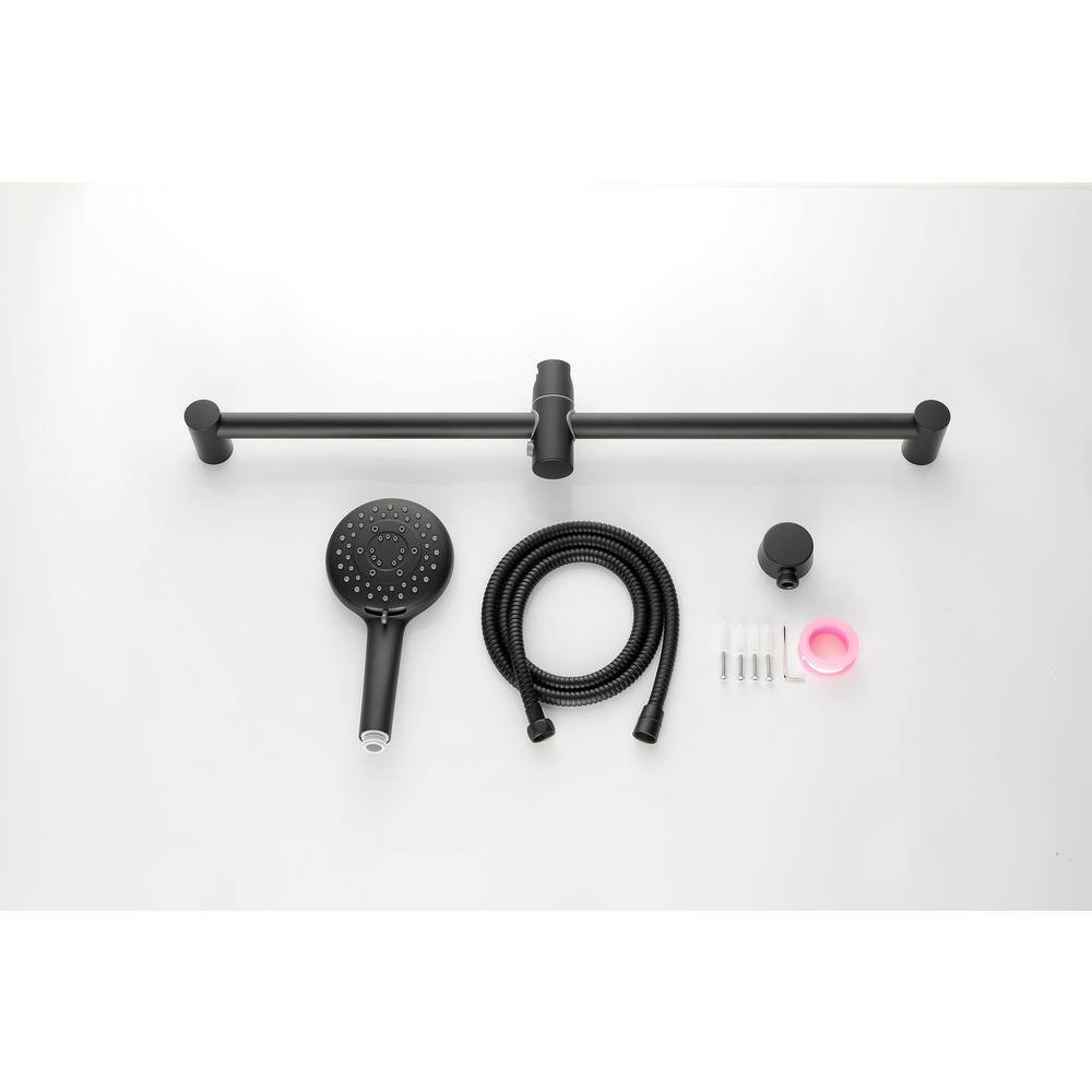 Nestfair 1-Spray Wall Bar Shower Kit with Hand Shower in Matte Black DGP301MB