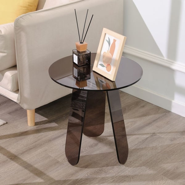 Royalcraft Acrylic End Table Round Side Table， Iridescent/Black