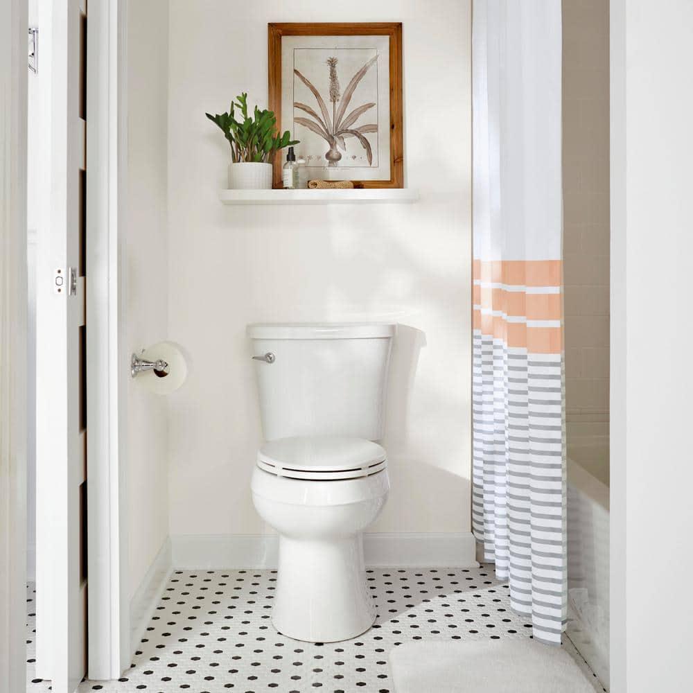 KOHLER Gleam 2Piece Chair Height Elongated Skirted 128 GPF Single Flush Toilet in White with Slow Close Seat