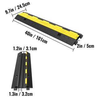 VEVOR Cable Protector Ramp 2-Channels Modular Speed Bump Hump Rubber 11000 lbs. Load for Wire Cord Driveway Traffic (4-Pack) DLBHQXSLX4PCSTMPKV0