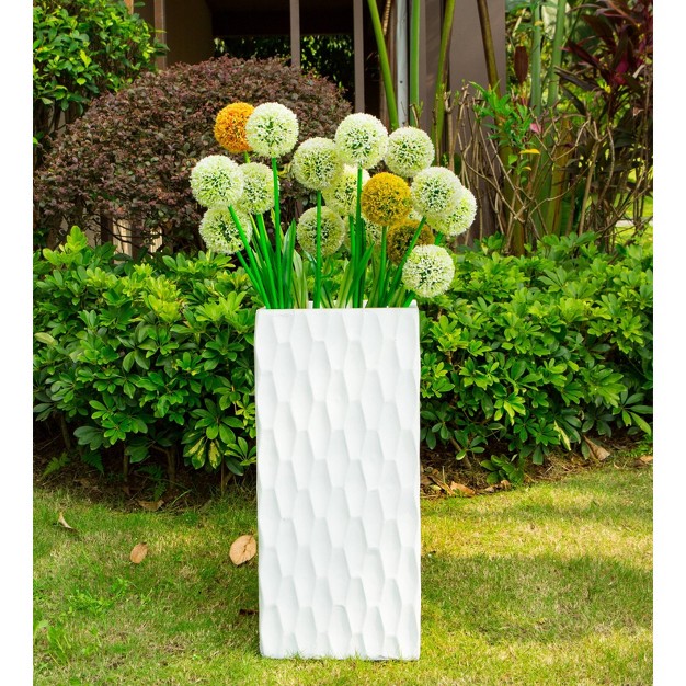 Kante Lightweight Concrete Retro Tall Rectangular Outdoor Planter White Rosemead Home amp Garden Inc