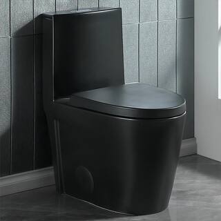 Abruzzo One-Piece Toilet 1.1 GPF1.6 GPF Dual Flush Elongated Toilet 1000 Gram MaP Flushing Score Toilet in Matt Black 23T01-MB