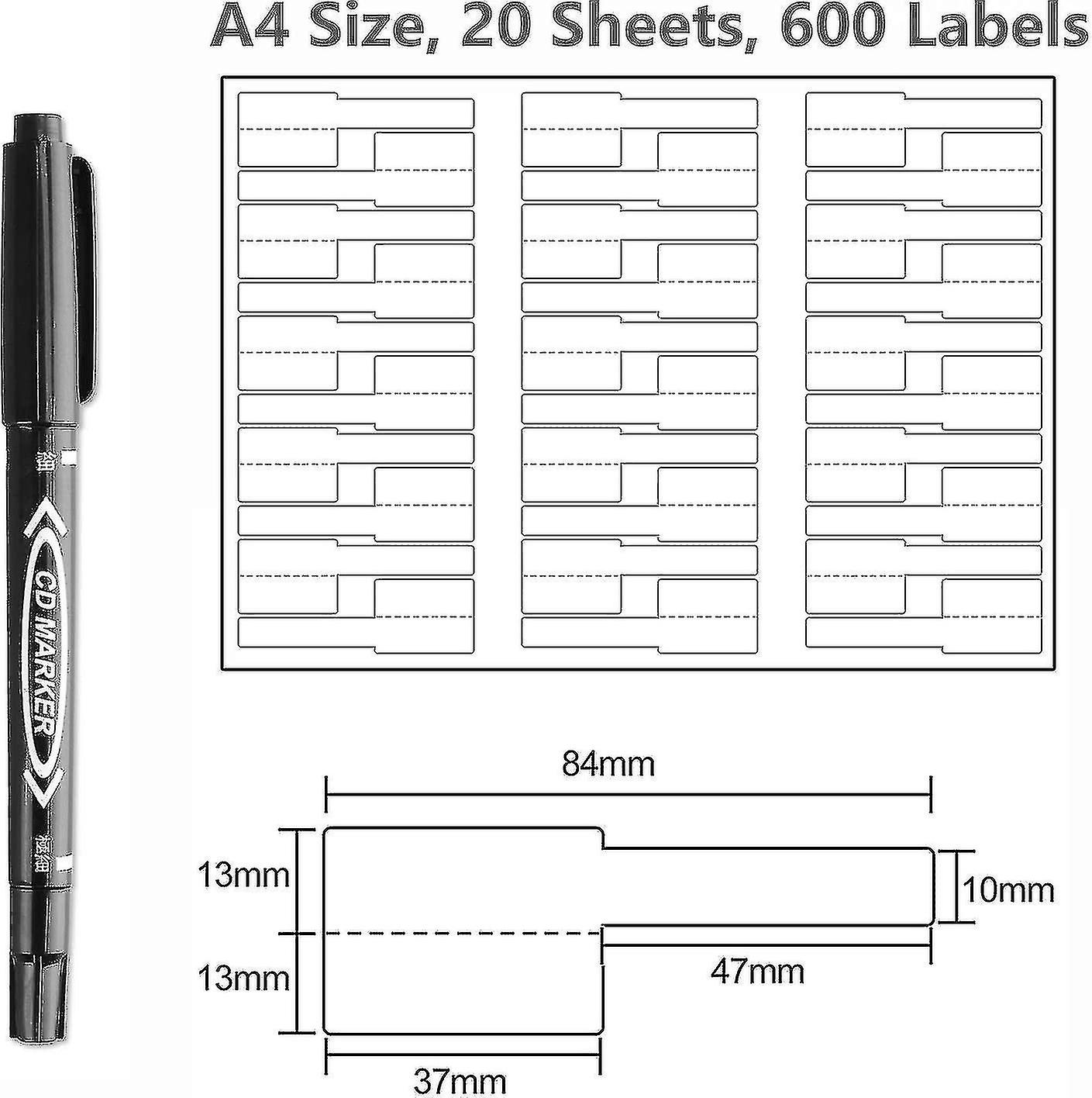 20pcs Colorful Cable Labels With Mark Pen， Cord Labels Can Write On， Self Adhesive Wire Labels Print