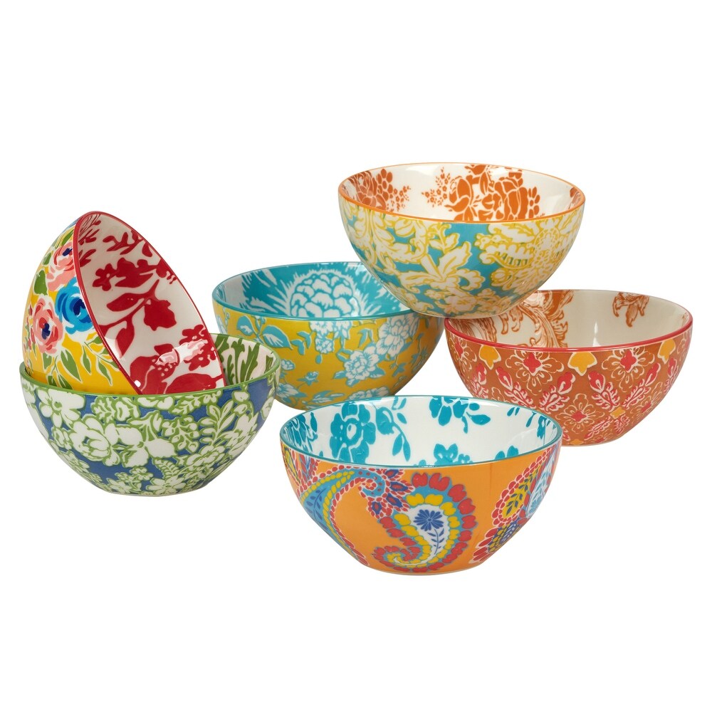 Certified International Damask Floral Assorted Designs  Purpose Bowls  Set of 6