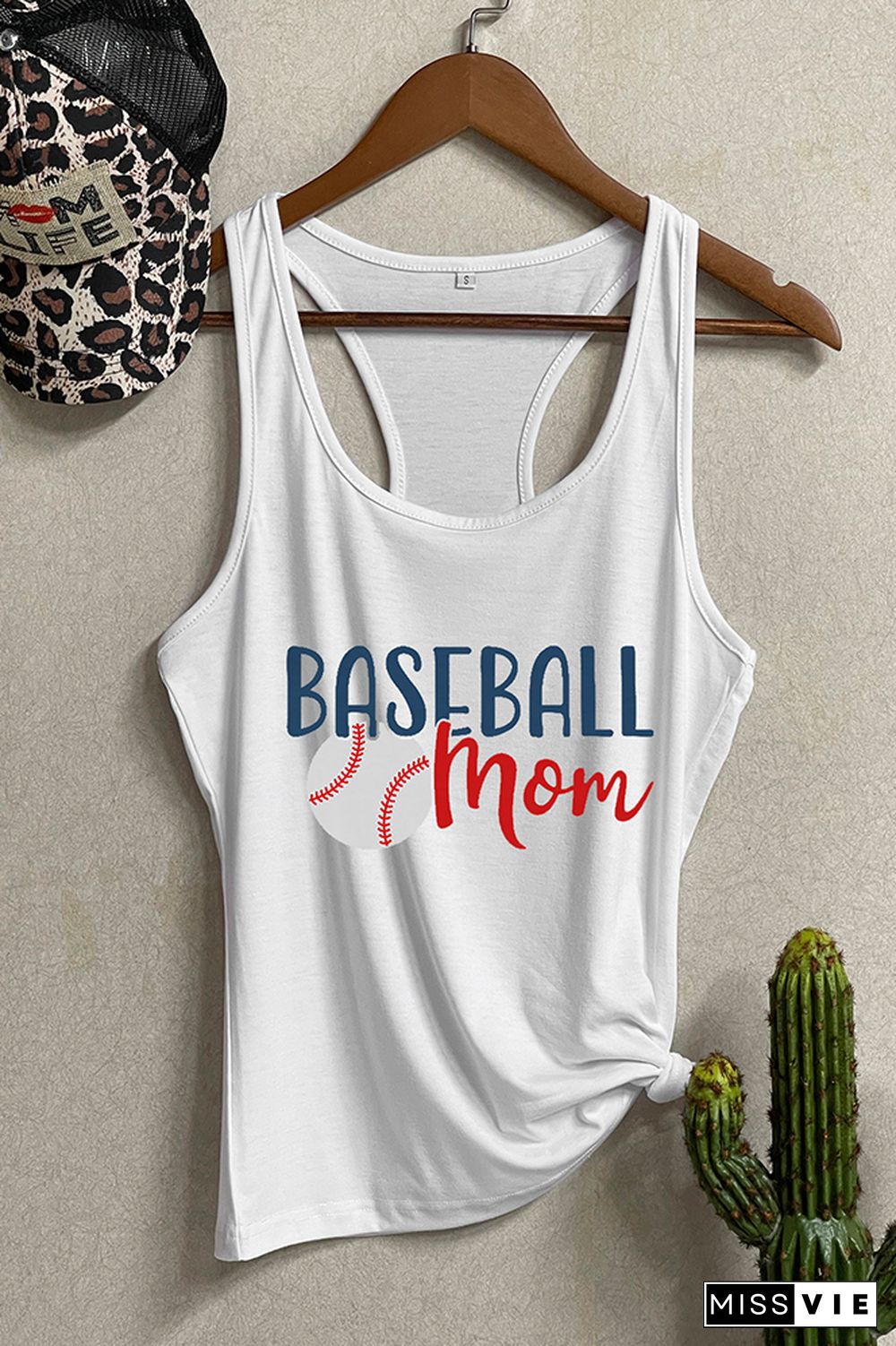 Baseball Mom Printed Sleeveless Tank Top Wholesale