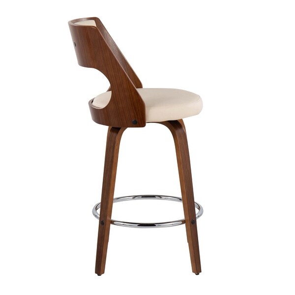 Cecina Counter Stool with Swivel in Walnut and Cream - Set of 2 - 20