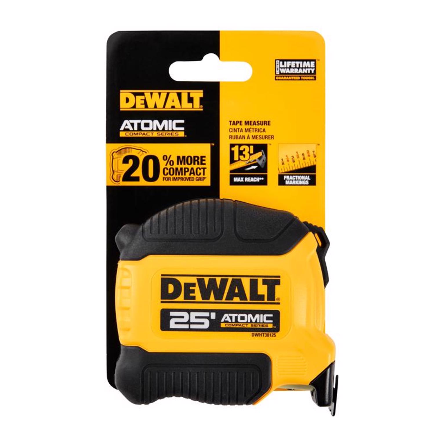 DeWalt ATOMIC 25 ft. L X 1.125 in. W Compact Tape Measure 1 pk