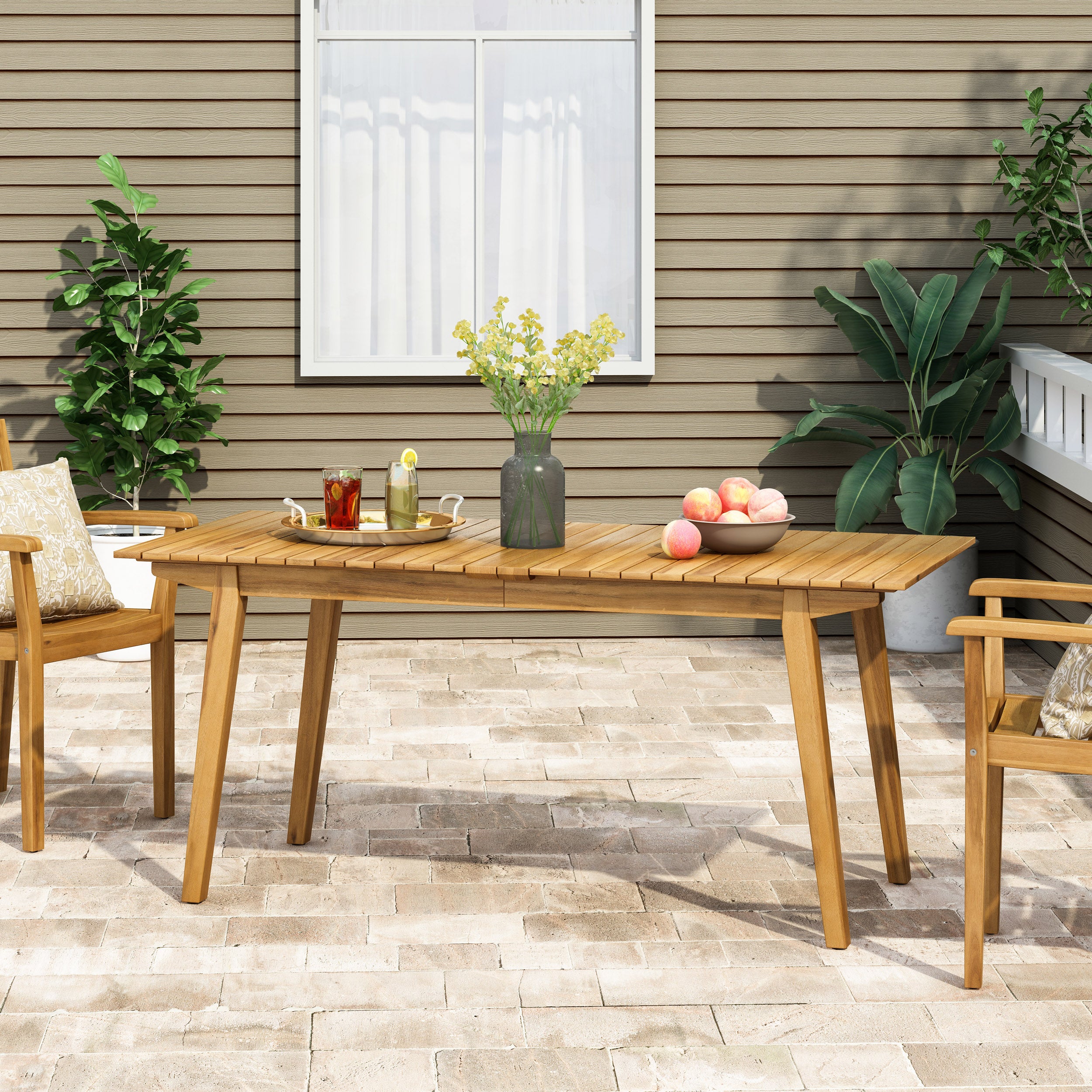 Tavish Outdoor Rustic Acacia Wood Dining Table