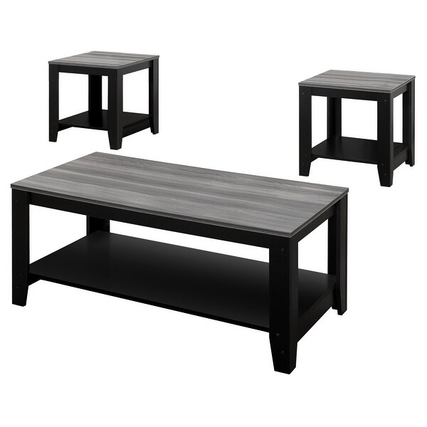 HomeRoots Black Grey Top Table Set 3Pcs Set - 42 x 20.5 x 17