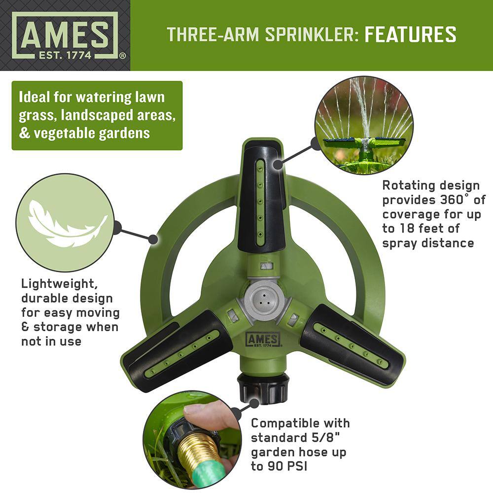 Ames 3-Arm Rotating Sprinkler System 20216400