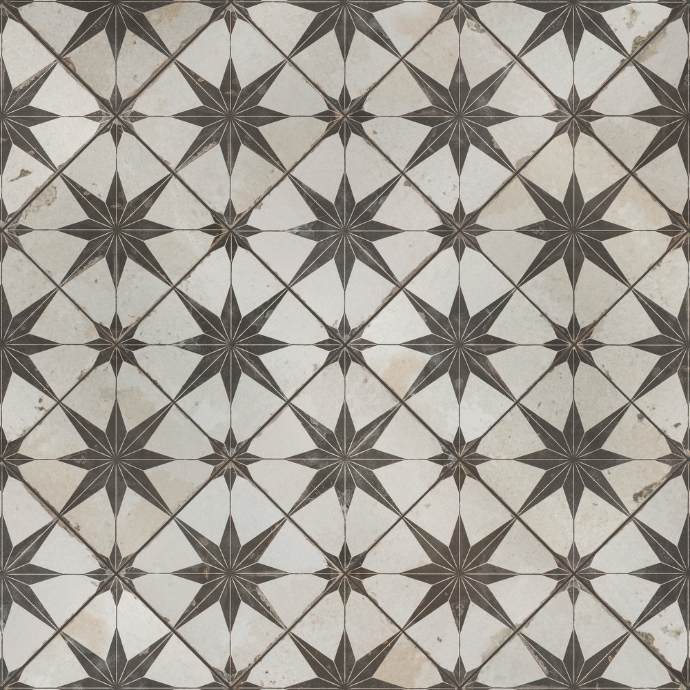 Merola Tile Kings Star Nero Encaustic 17.63\