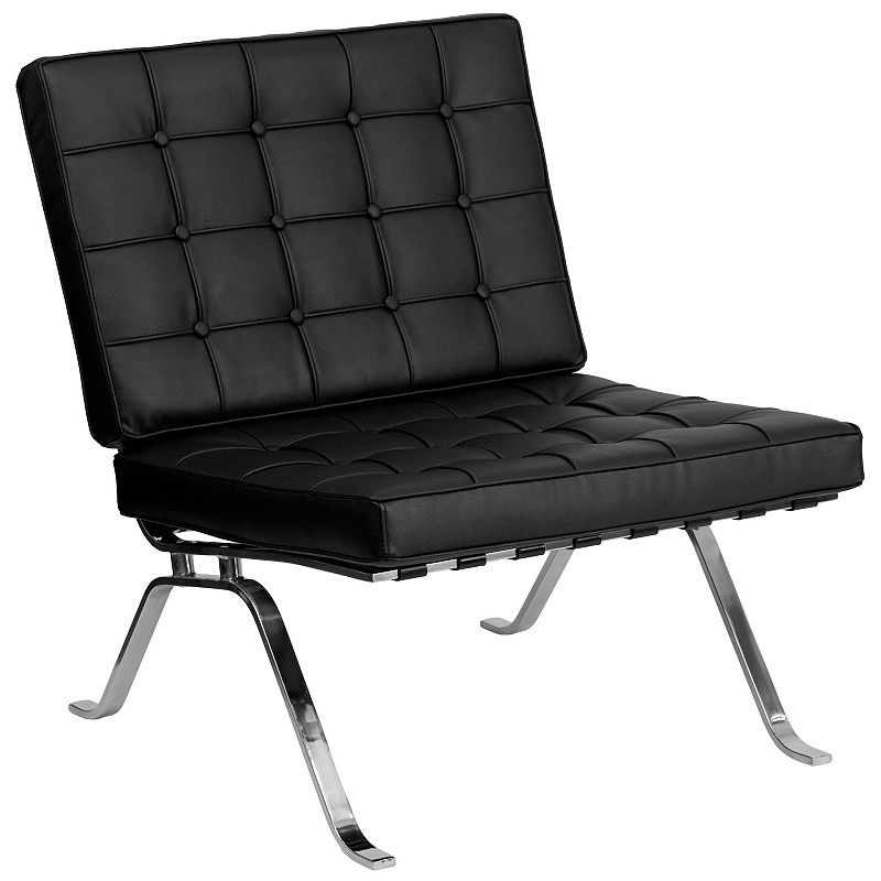 Emma and Oliver Black LeatherSoft Lounge Chair with Curved Legs