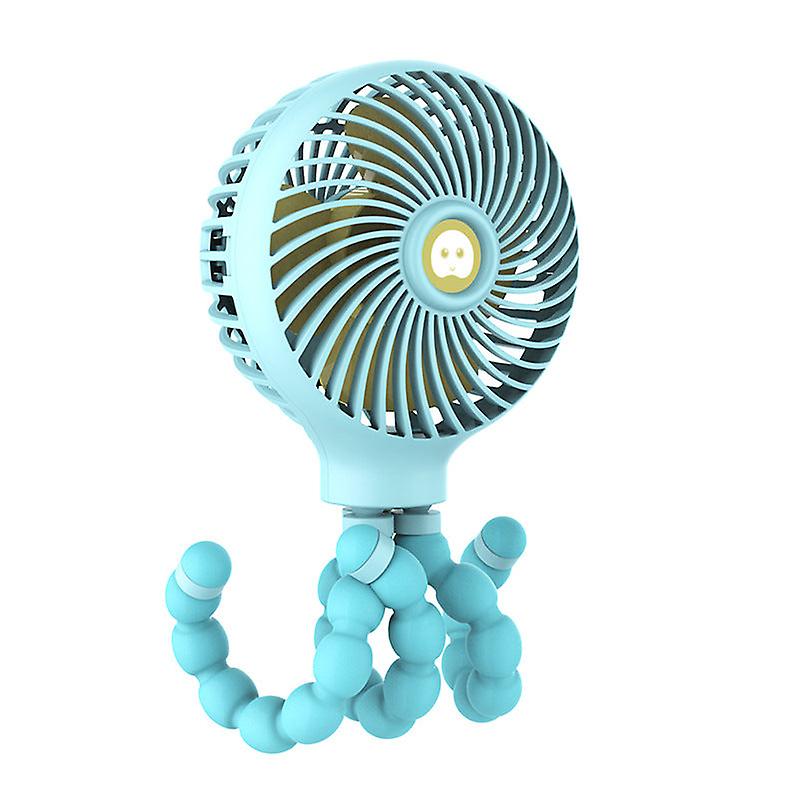 Mini Handheld Baby Stroller Fan Rechargeable Octopus Cooling Stand Fan (Blue)