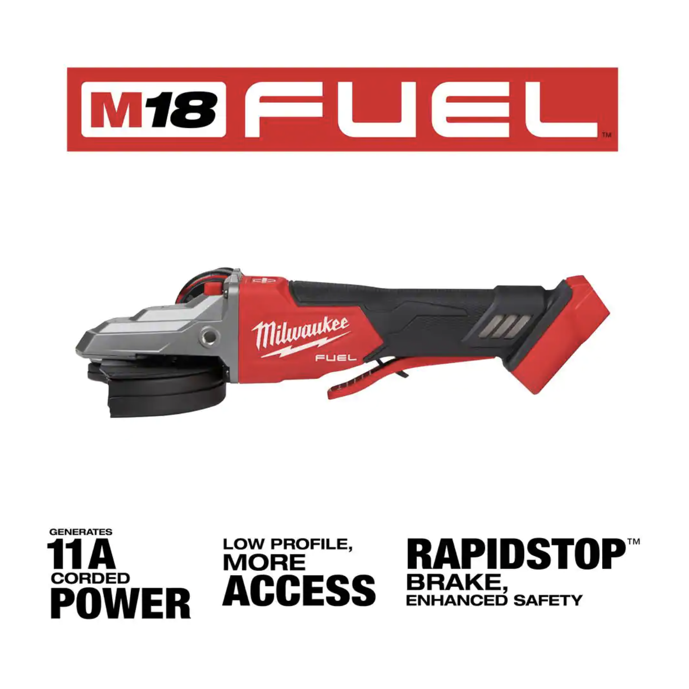 Milwaukee M18 Fuel 18V Lithium-Ion Brushless Cordless 5 in. Flathead Braking Grinder with Paddle Switch No-Lock (Tool-Only)