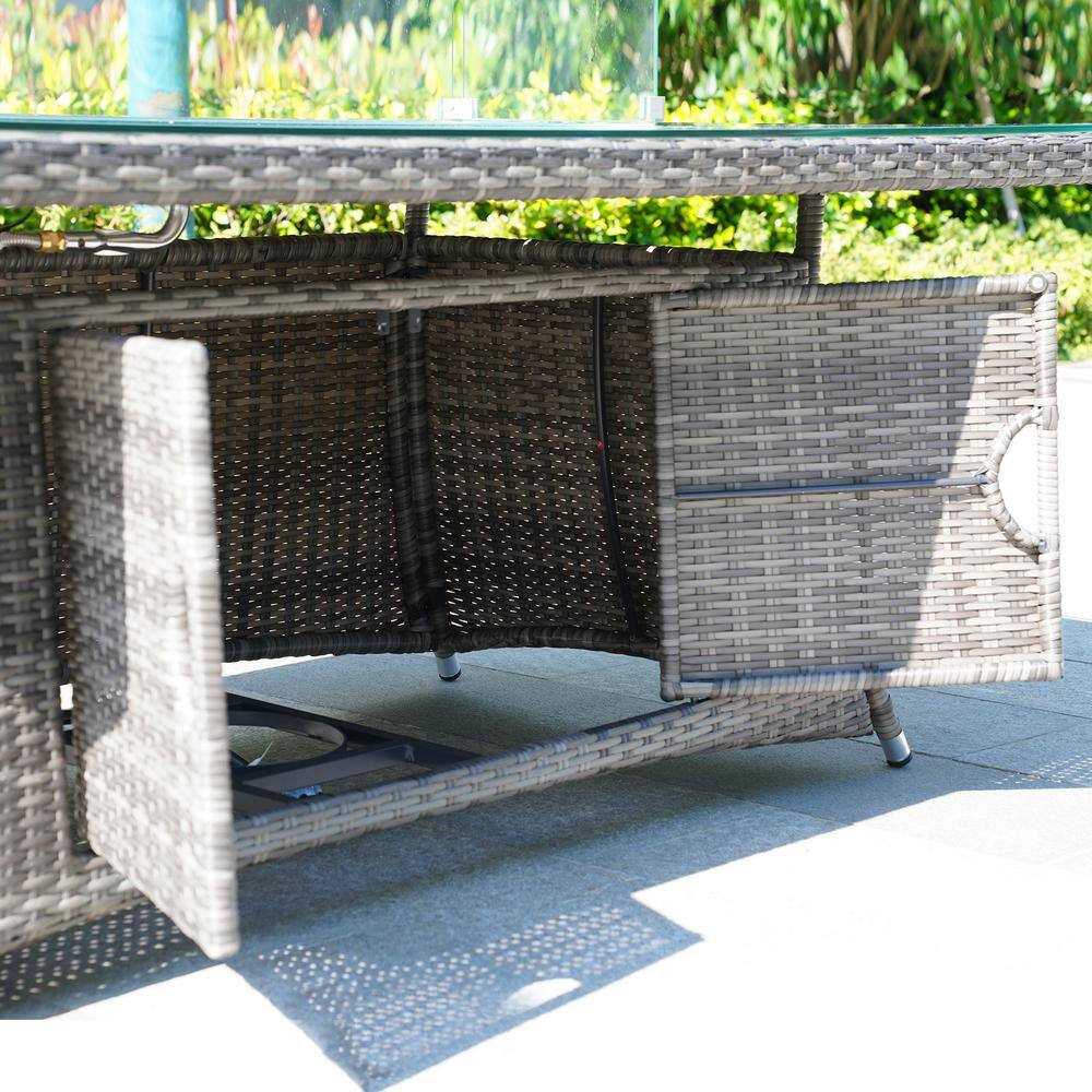 moda furnishings Ada Gray 1-Piece Wicker Patio Fire Pit Table 1106R-T-GR