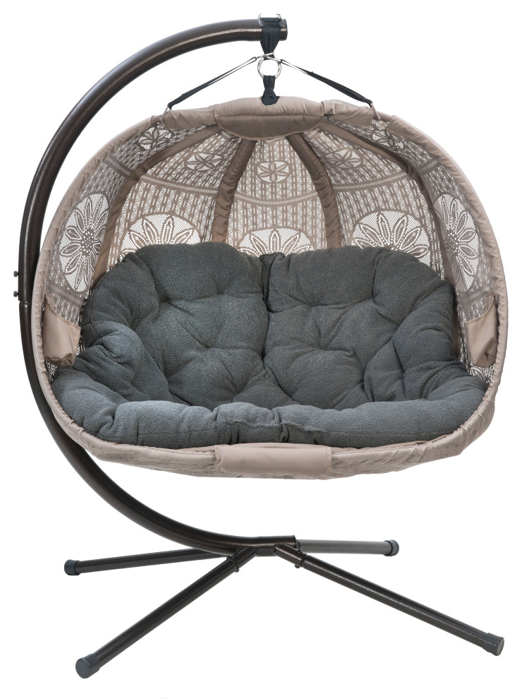 66H x 50W x 43D Beige Hanging Loveseat Dreamcatcher Design   Transitional   Hammocks And Swing Chairs   by IDEAZ International  LLC  Houzz