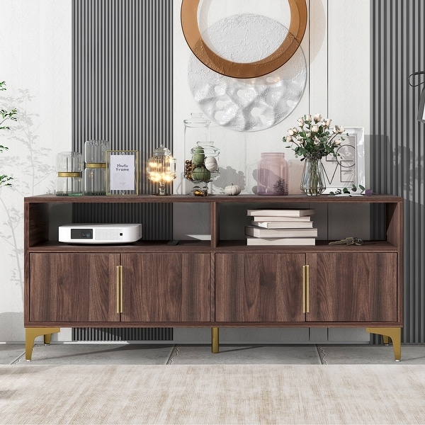 Nestfair Sideboard with Gold Metal Legs and Magnetic Suction Doors