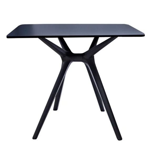 Filia 29 Inch Outdoor Dining Table，Rectangular Top，Tapered Legs，Black