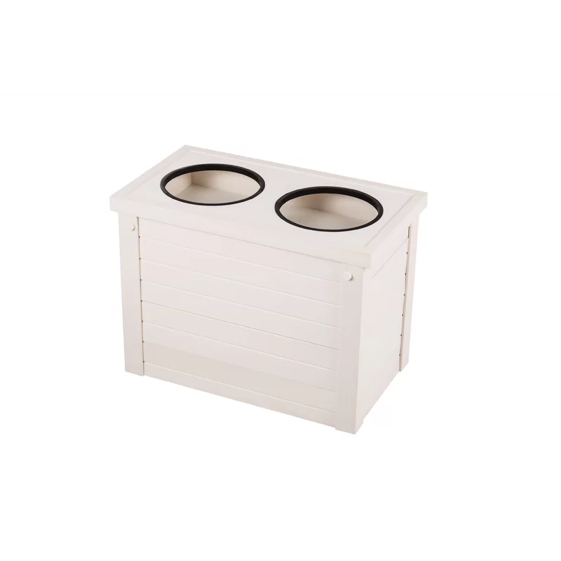 New Age Pet ecoFLEX Piedmont Pet Diner with Storage， Antique White， Large