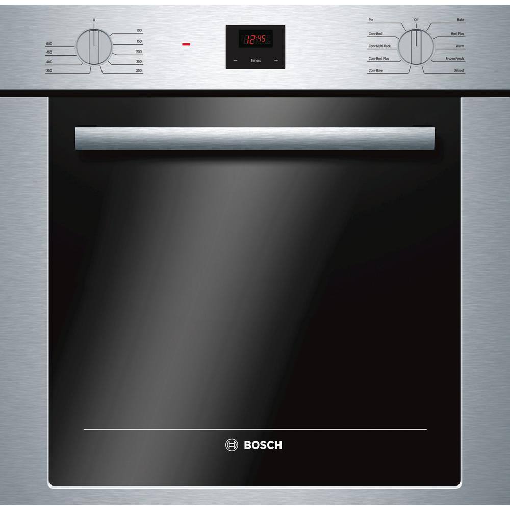 Bosch 500 Series 24 in. Built-In Single Electric Wall Oven with European Convection and Dual Clean in Stainless Steel HBE5453UC