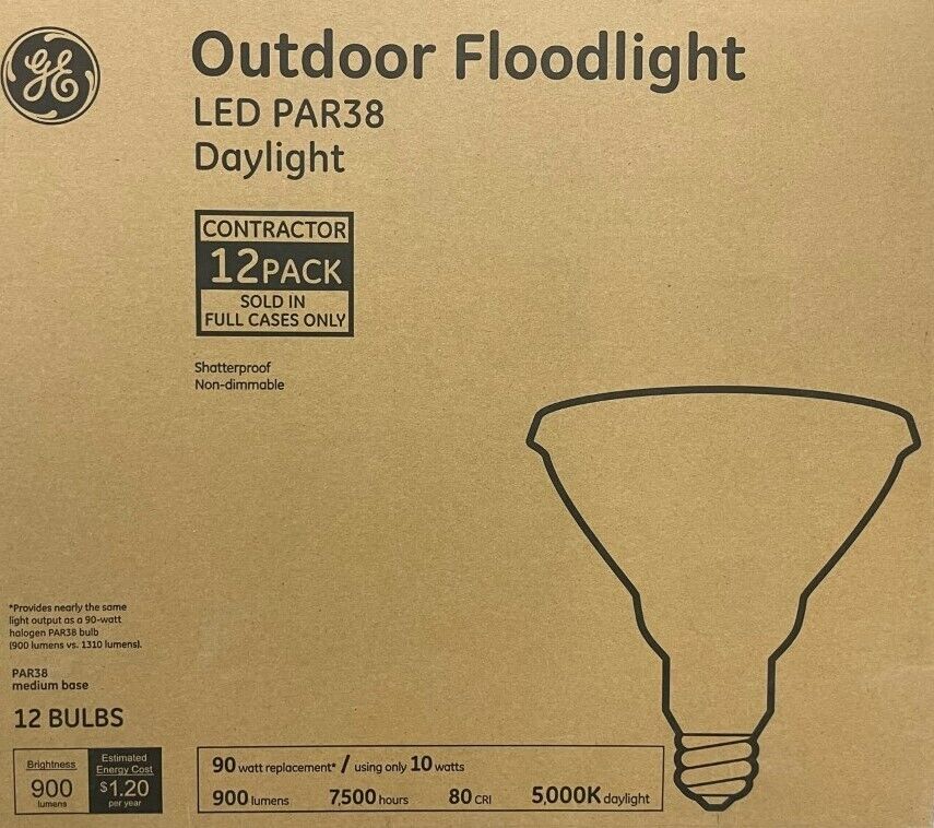 GE LED Flood 90-Watt LED PAR38 Daylight Medium Base Flood Light Bulb (12-Pack)