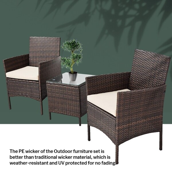 Pyramid Home Decor Rattan 3piece Patio Bistro Set