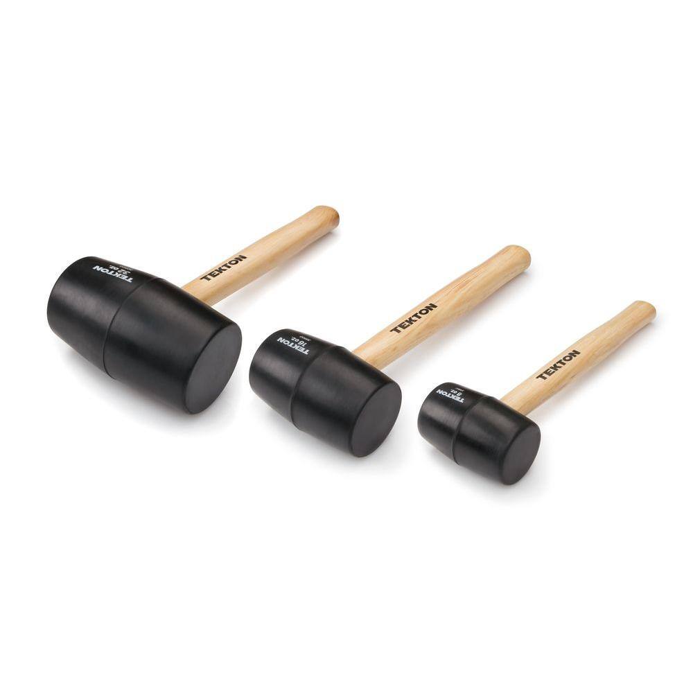 TEKTON 8 16 32 oz. Wood Handle Rubber Mallet Set (3-Piece) 30508