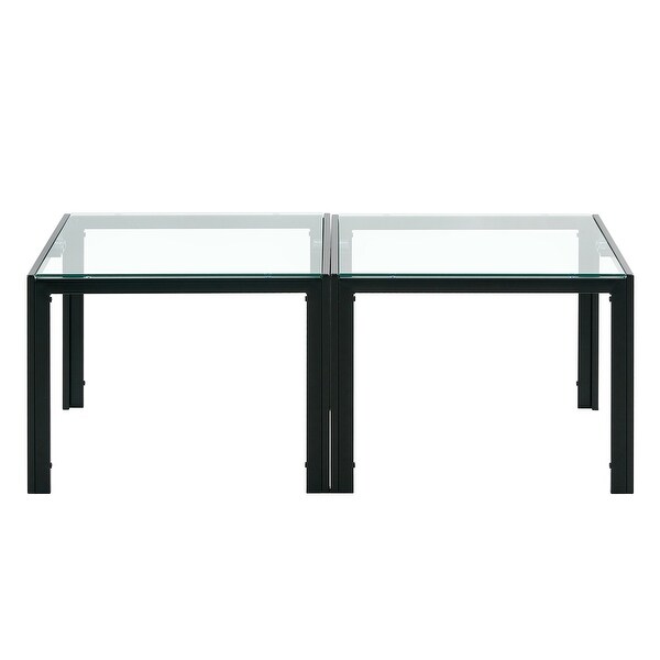 Coffee Table Set of 2，Square with Tempered Glass Finish