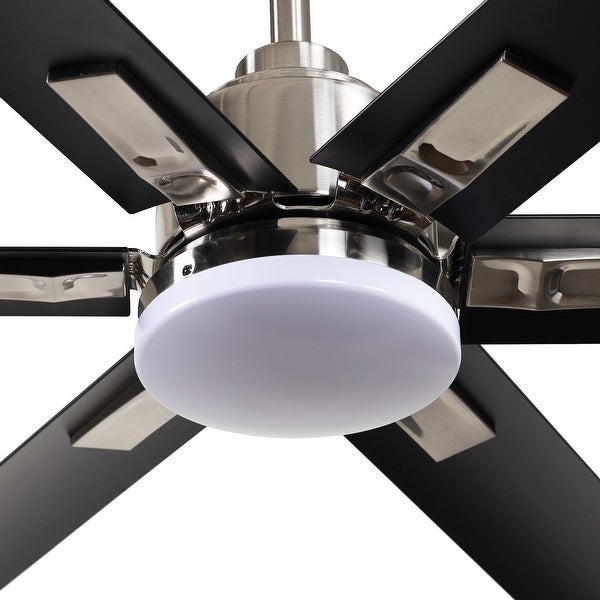 Modern 72-inch 6-Blade Brushed Chrome Ceiling Fan with Light and Remote Control - 72-in W x 17.8-in H Shopping - The Best Deals on Ceiling Fans | 36536873