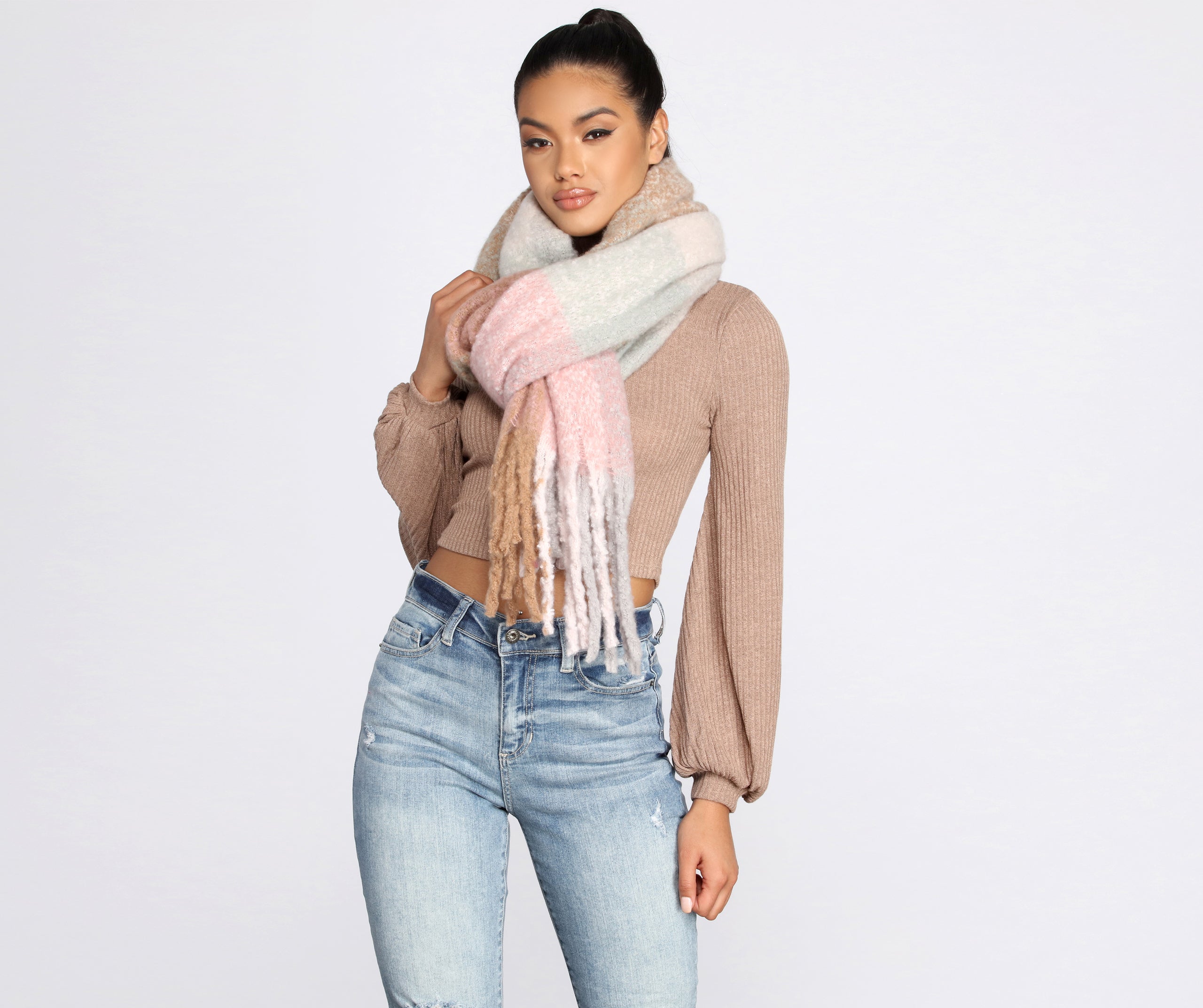 Layer It Up Plaid Fringe Scarf