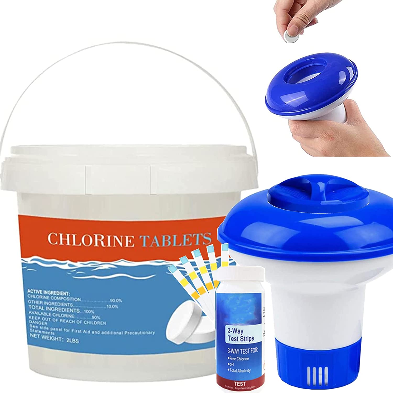 TAKSHO Chlorine Tabs for Pool, Pool Chlorine Tablets, Swimming Chlorine Tablets Pool Chlorinating Tablets, Hot Tub Chlorine Tablets（2 lbs）