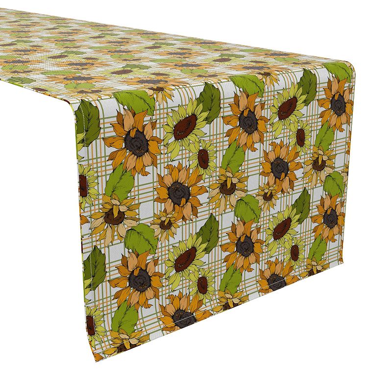 Table Runner， 100% Cotton， 16x90， Sunflower Plaid