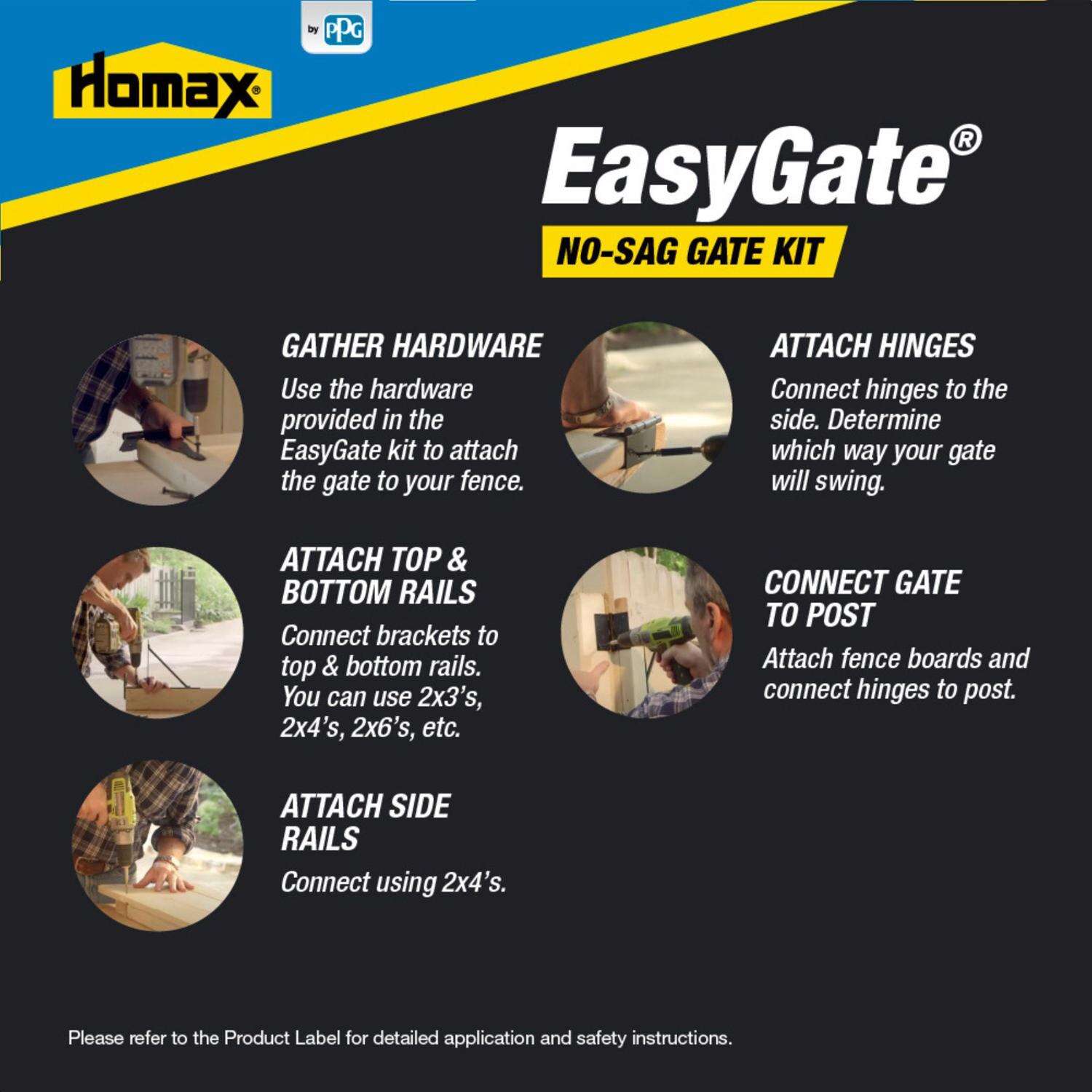 Homax EasyGate Powder Coated Black Steel No Sag Gate Kit 1 pk